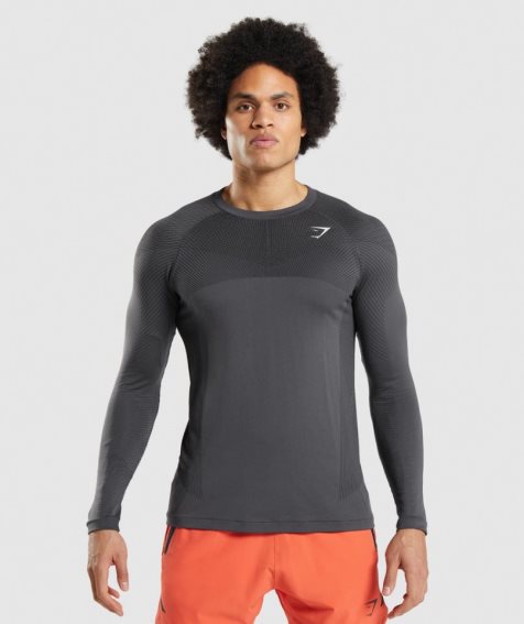 Koszulki Gymshark Apex Seamless Long Sleeve Męskie Ciemny Szare | PL 056DBT